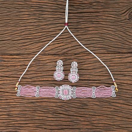 Cz Bandhai Necklace With Rhodium Plating