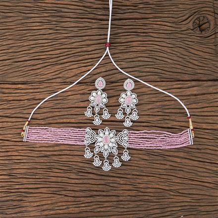Cz Bandhai Necklace With Rhodium Plating