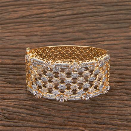 Cubic Zirconia Broad Kada With Rhodium 2 Tone Plating