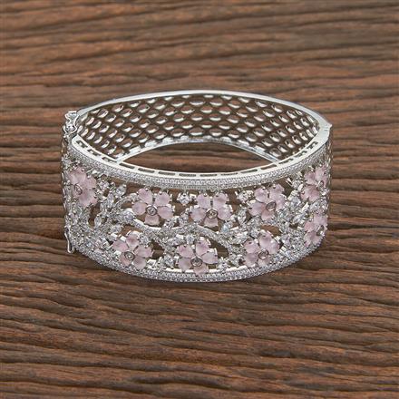 Cubic Zirconia Broad Kada With Rhodium Plating