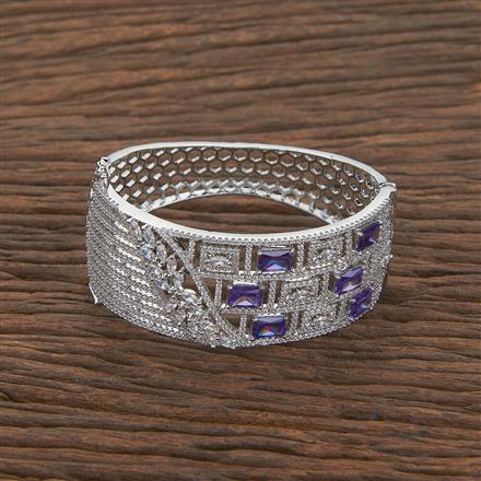 Cubic Zirconia Broad Kada With Rhodium Plating