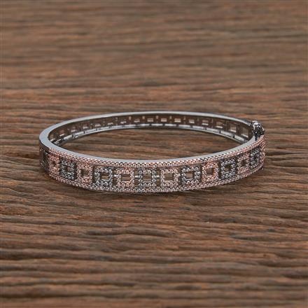 Cubic Zirconia Delicate Kada With Rhodium Black Rose Plating