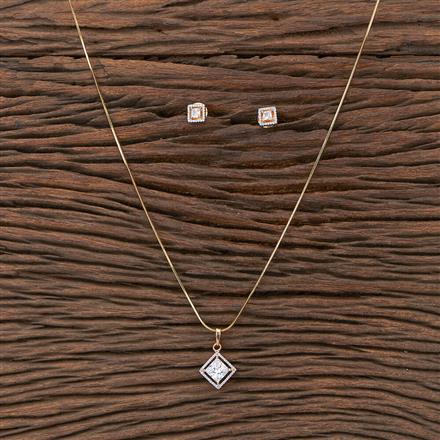 Cubic Zirconia Delicate Pendant Set With 2 Tone Plating