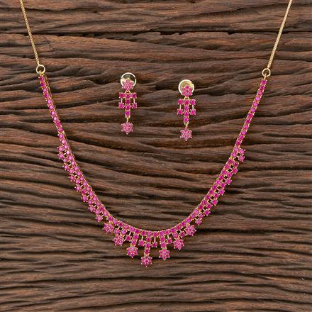 Cubic Zirconia South Indian Necklace With Gold Plating