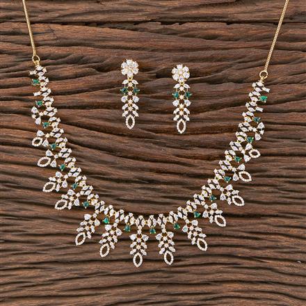 Cubic Zirconia South Indian Necklace With Gold Plating