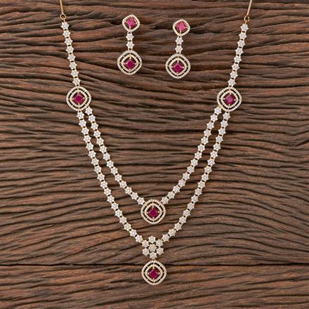 Cubic Zirconia 2 Line Necklace With Gold Plating