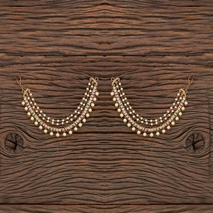 Cubic Zirconia South Indian Ear Chain With Gold Plating