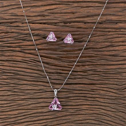 Cubic Zirconia Classic Pendant Set With Rhodium Plating