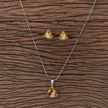 Cubic Zirconia Classic Pendant Set With Rhodium Plating