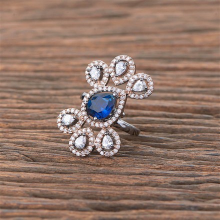 Cubic Zirconia Adjustable Ring With Black Rose Plating