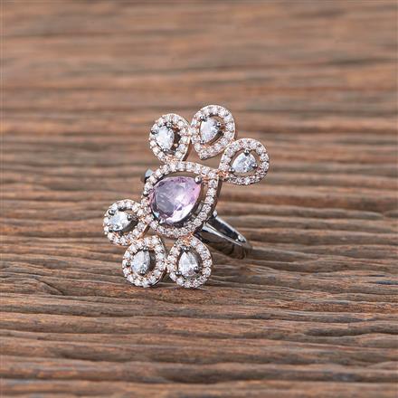 Cubic Zirconia Adjustable Ring With Black Rose Plating