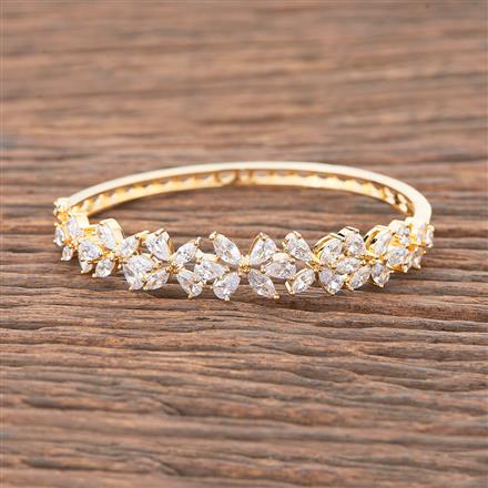 Cubic Zirconia Delicate Kada With Rhodium Gold Plating
