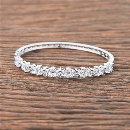 Cubic Zirconia Delicate Kada With Rhodium 2 Tone Plating