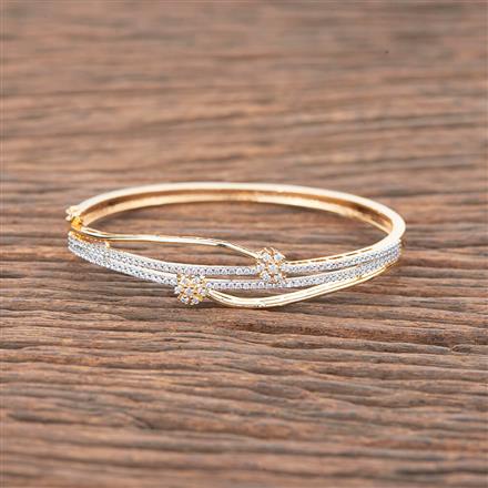 Cubic Zirconia Delicate Kada With Rhodium 2 Tone Plating