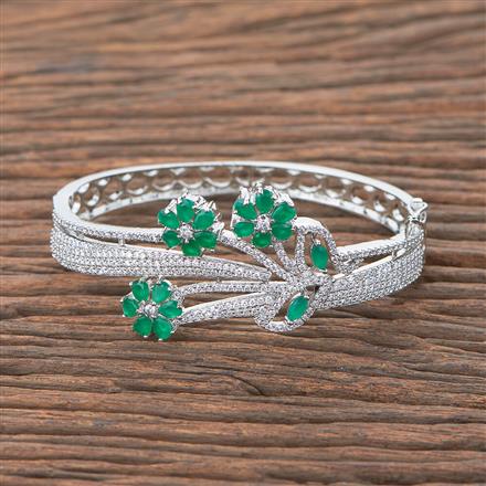 Cubic Zirconia Classic Kada With Rhodium Plating