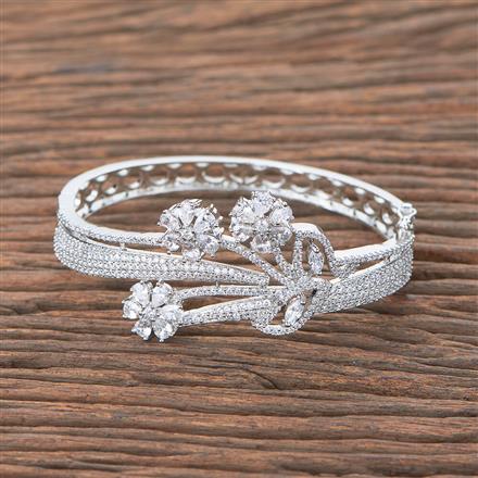 Cubic Zirconia Classic Kada With Rhodium Plating