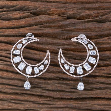 Cubic Zirconia Chand Earring With Black Rose Plating