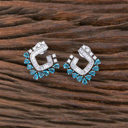 Cubic Zirconia Chand Earring With Rhodium Plating