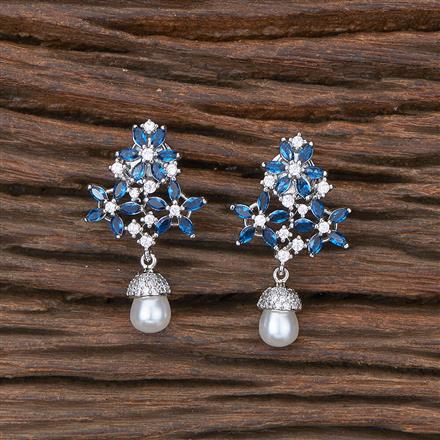 Cubic Zirconia Pearl Earring With Rhodium Plating