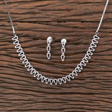 Cubic Zirconia Classic Necklace With Rhodium Plating