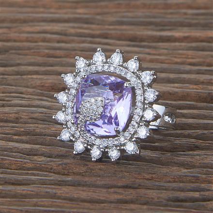 Cubic Zirconia Adjustable Ring With Rhodium Plating