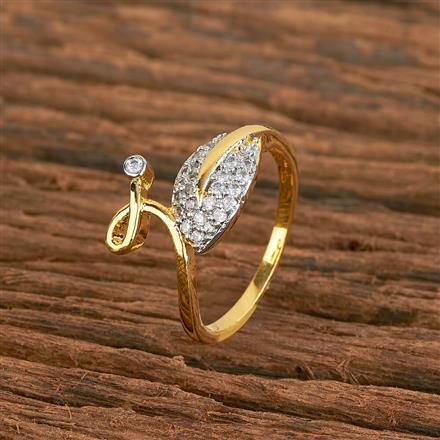 Cubic Zirconia Classic Ring With 2 Tone Plating