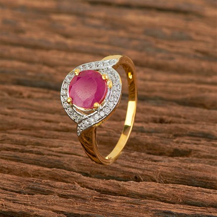 Cubic Zirconia Solitaire Ring With 2 Tone Plating