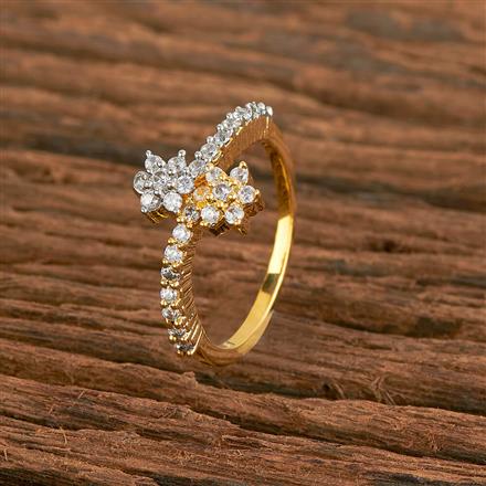 Cubic Zirconia Classic Ring With 2 Tone Plating