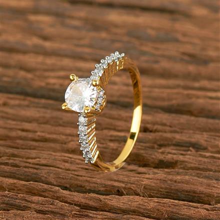 Cubic Zirconia Solitaire Ring With 2 Tone Plating