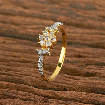 Cubic Zirconia Classic Ring With 2 Tone Plating