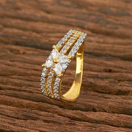 Cubic Zirconia Classic Ring With 2 Tone Plating