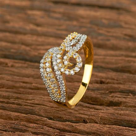 Cubic Zirconia Classic Ring With 2 Tone Plating