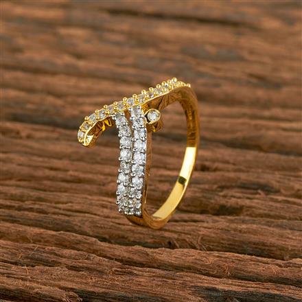 Cubic Zirconia Classic Ring With 2 Tone Plating