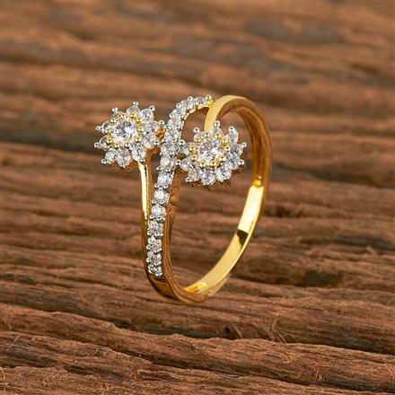 Cubic Zirconia Classic Ring With 2 Tone Plating