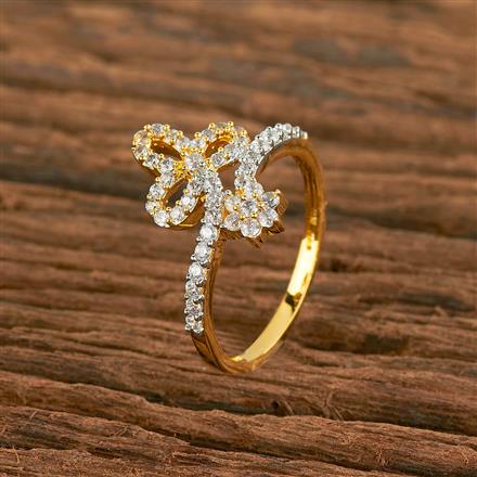 Cubic Zirconia Classic Ring With 2 Tone Plating