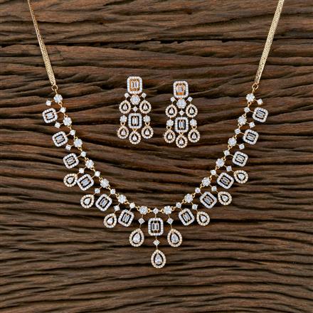 Cubic Zirconia Classic Necklace With 2 Tone Rhodium Plating