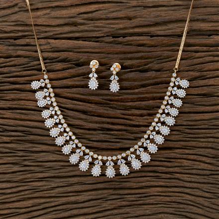 Cubic Zirconia Classic Necklace With 2 Tone Rhodium Plating