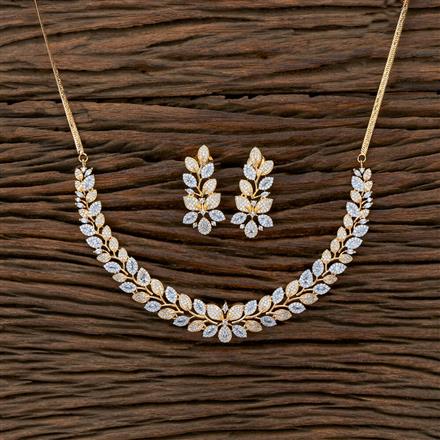 Cubic Zirconia Classic Necklace With Black Rose 2 Tone Rhodium Plating