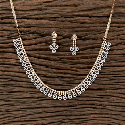 Cubic Zirconia Classic Necklace With Black Rose 2 Tone Rhodium Plating