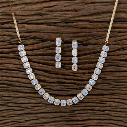 Cubic Zirconia Classic Necklace With Black Rose 2 Tone Rhodium Plating