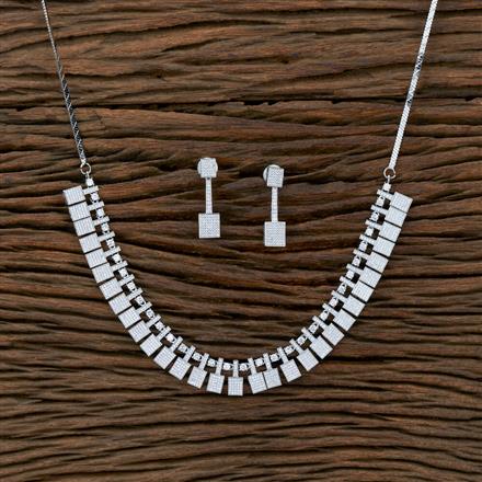 Cubic Zirconia Classic Necklace With Black Rose 2 Tone Rhodium Plating