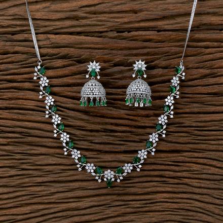 Cubic Zirconia Classic Necklace With Rhodium Plating