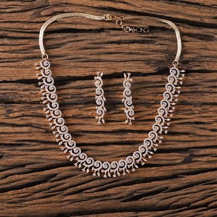 Cubic Zirconia Classic Necklace With Black 2 Tone Rhodium Plating