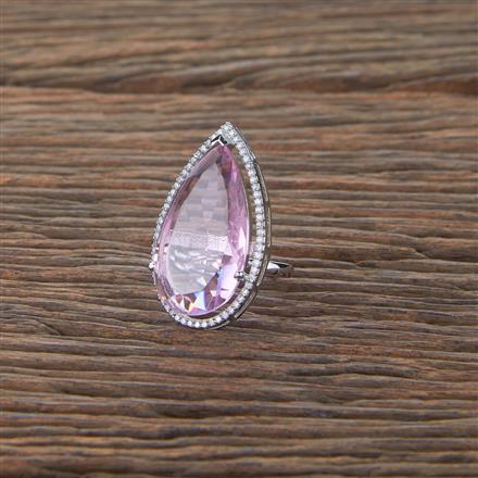 Cubic Zirconia Adjustable Ring With Rhodium Plating