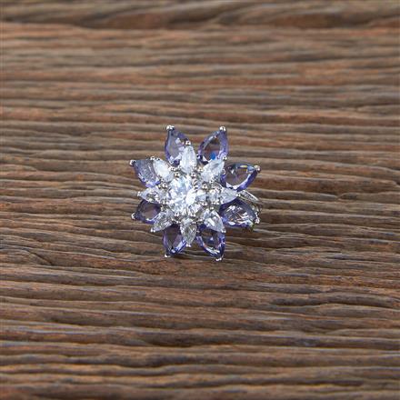 Cubic Zirconia Adjustable Ring With Rhodium Plating