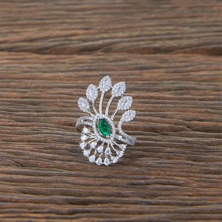 Cubic Zirconia Classic Ring With Rhodium Plating