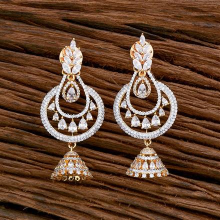 Cubic Zirconia Classic Earring With 2 Tone Rhodium Plating