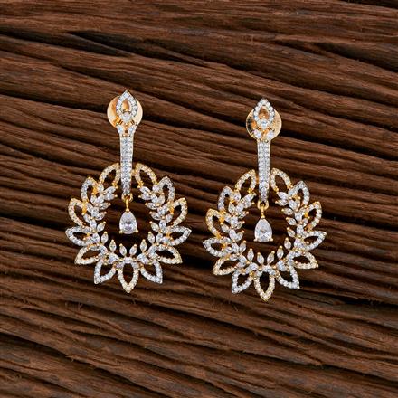 Cubic Zirconia Classic Earring With Black Rose 2 Tone Rhodium Plating