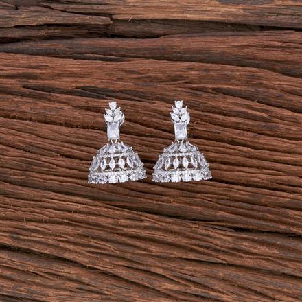 Cubic Zirconia Classic Jhumki With 2 Tone Rhodium Plating