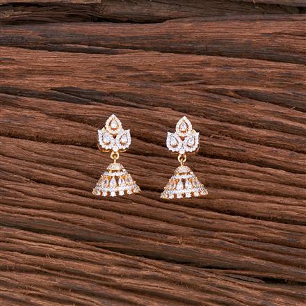 Cubic Zirconia Delicate Jhumki With 2 Tone Rhodium Plating